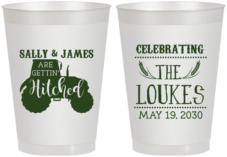 Personalized Wedding 8 oz Frosted Cups - Tractor | 381