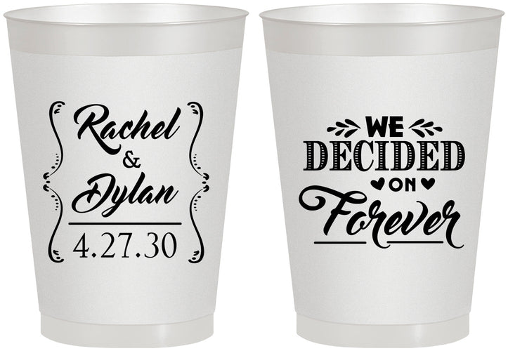 Personalized Wedding 8 oz Frosted Cups - We Decided On Forever | 386