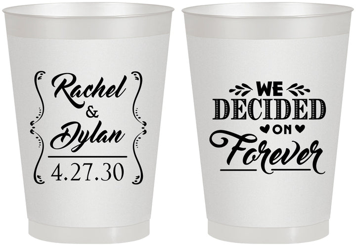 Personalized Wedding 8 oz Frosted Cups - We Decided On Forever | 386