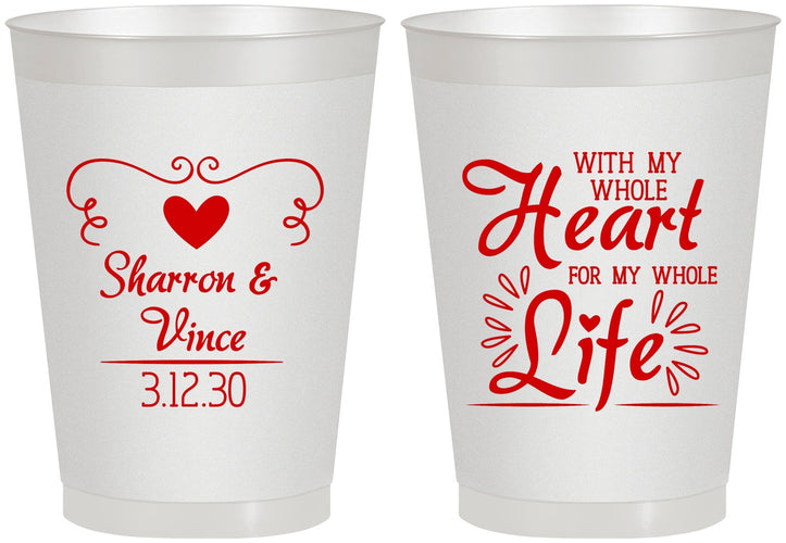 Personalized Wedding 8 oz Frosted Cups - Heart Life | 387