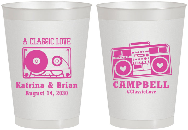 Personalized Wedding 8 oz Frosted Cups - Class Love Cassette Tape | 389
