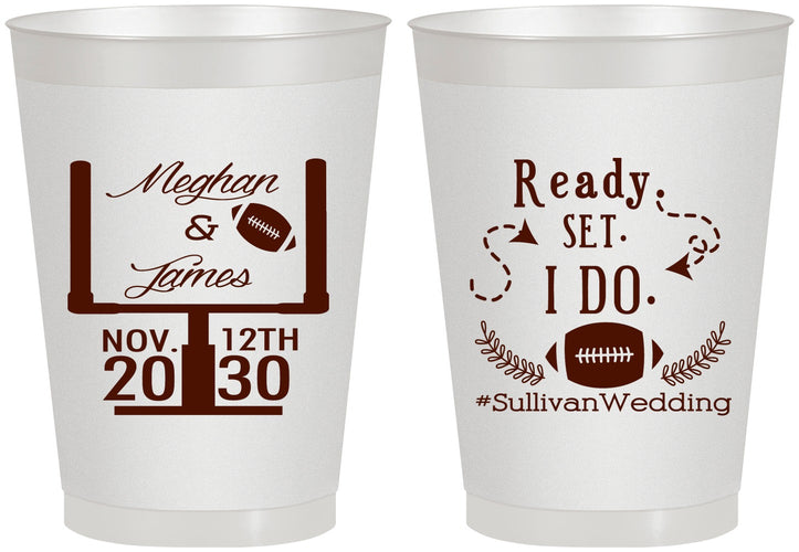 Personalized Wedding 8 oz Frosted Cups - Football | 394