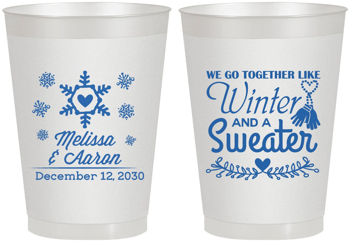 Personalized Wedding 8 oz Frosted Cups - Christmas Winter | 399