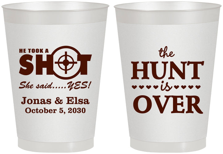 Personalized Wedding 8 oz Frosted Cups - The Hunt Is Over | 400