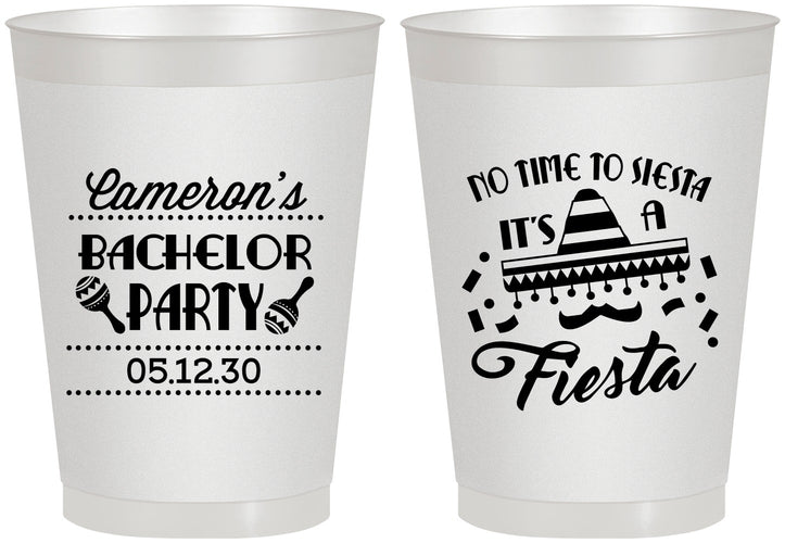 Personalized Bachelor Party 8 oz Frosted Cups - Siesta Fiesta Mexican | 40000