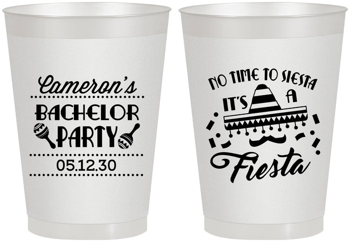 Personalized Bachelor Party 8 oz Frosted Cups - Siesta Fiesta Mexican | 40000
