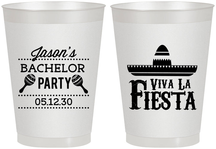 Personalized Bachelor Party 8 oz Frosted Cups - Viva La Fiesta Mexican | 40001