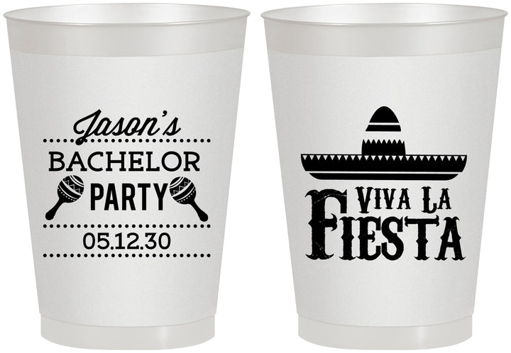 Personalized Bachelor Party 8 oz Frosted Cups - Viva La Fiesta Mexican | 40001
