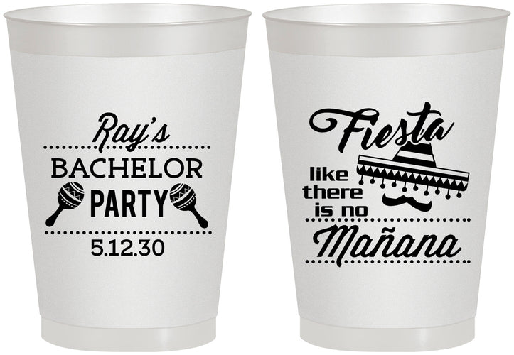 Personalized Bachelor Party 8 oz Frosted Cups - Fiesta No Manana | 40002