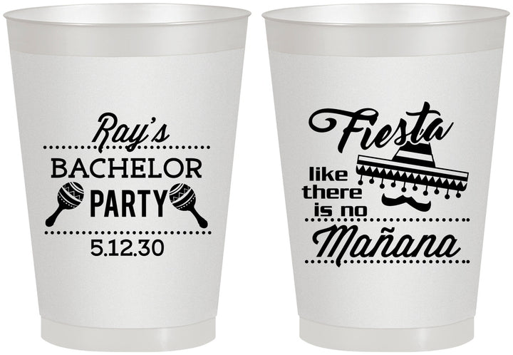 Personalized Bachelor Party 8 oz Frosted Cups - Fiesta No Manana | 40002