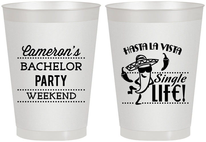 Personalized Bachelor Party 8 oz Frosted Cups - Hast La Vista Single Life | 40003