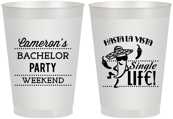 Personalized Bachelor Party 8 oz Frosted Cups - Hast La Vista Single Life | 40003