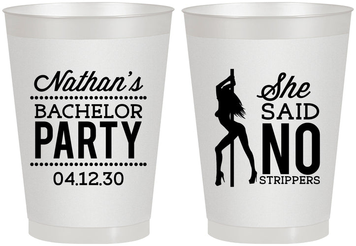 Personalized Bachelor Party 8 oz Frosted Cups - She Said No Strip Club | 40005