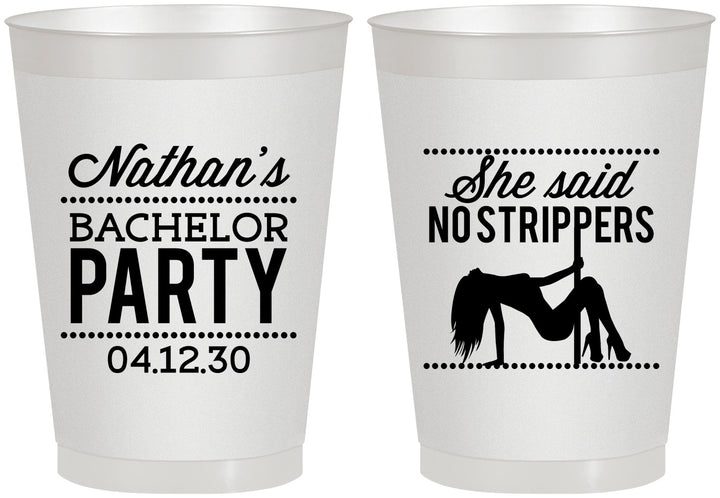 Personalized Bachelor Party 8 oz Frosted Cups - Strip Club | 40008
