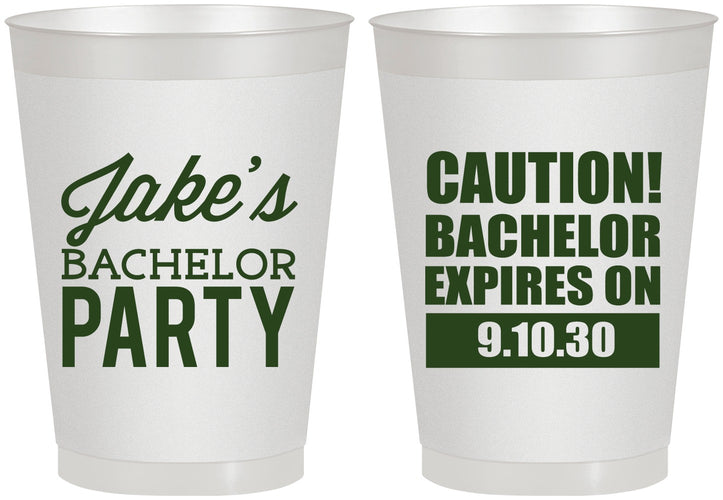 Personalized Bachelor Party 8 oz Frosted Cups - Caution Expires On | 40009