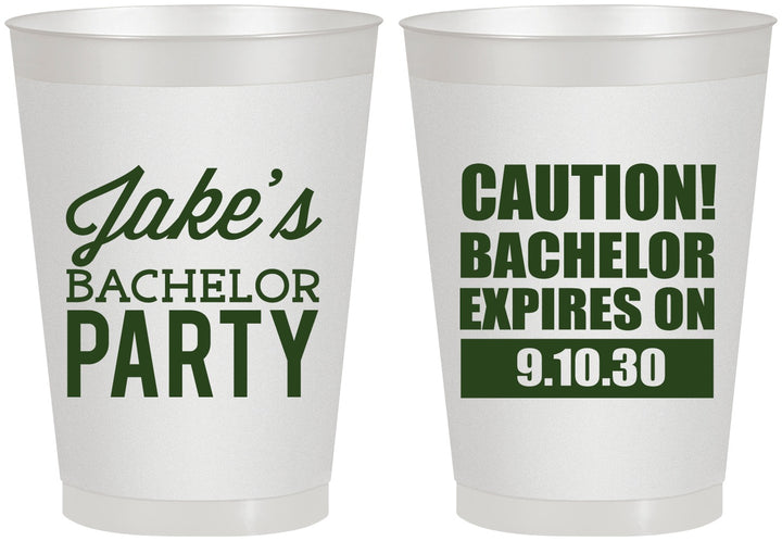 Personalized Bachelor Party 8 oz Frosted Cups - Caution Expires On | 40009