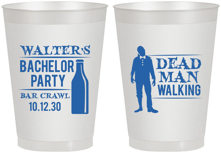 Personalized Bachelor Party 8 oz Frosted Cups - Dead Man Walking | 40011