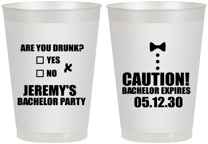Personalized Bachelor Party 8 oz Frosted Cups - Caution Expires On | 40013