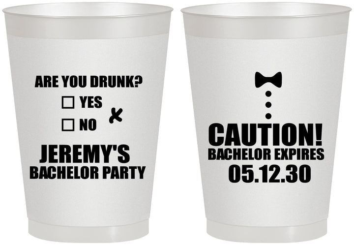 Personalized Bachelor Party 8 oz Frosted Cups - Caution Expires On | 40013