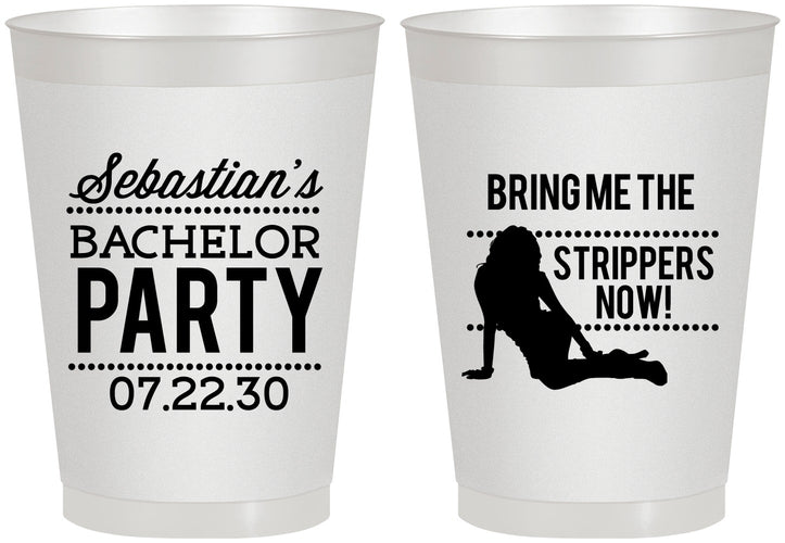 Personalized Bachelor Party 8 oz Frosted Cups - Strip Club | 40017