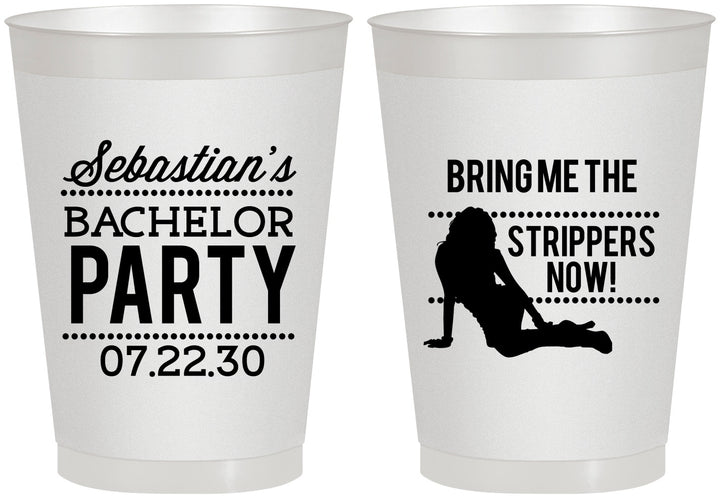 Personalized Bachelor Party 8 oz Frosted Cups - Strip Club | 40017