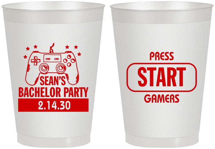 Personalized Bachelor Party 8 oz Frosted Cups - Video Games | 40018