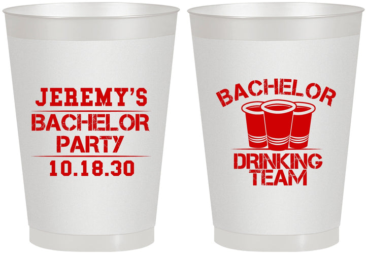 Personalized Bachelor Party 8 oz Frosted Cups - Drinking Team | 40020
