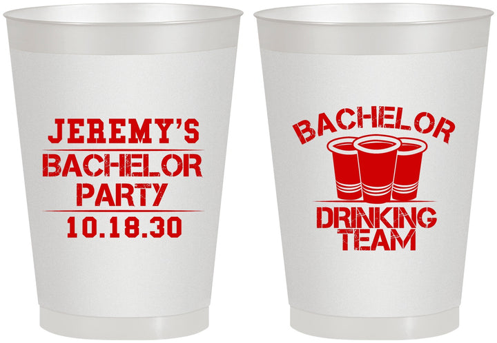 Personalized Bachelor Party 8 oz Frosted Cups - Drinking Team | 40020