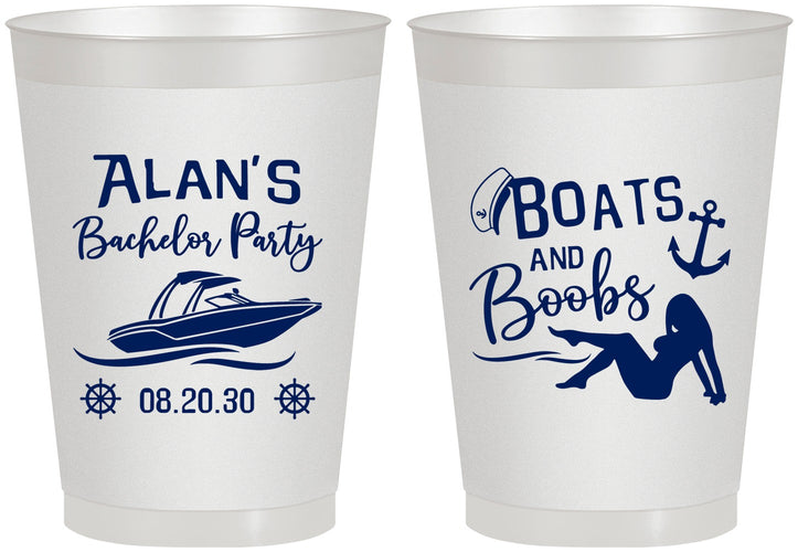 Personalized Bachelor Party 8 oz Frosted Cups - Nautical Boats | 40021