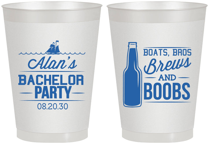 Personalized Bachelor Party 8 oz Frosted Cups - Brews And Boobs | 40022