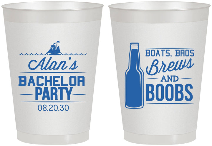 Personalized Bachelor Party 8 oz Frosted Cups - Brews And Boobs | 40022