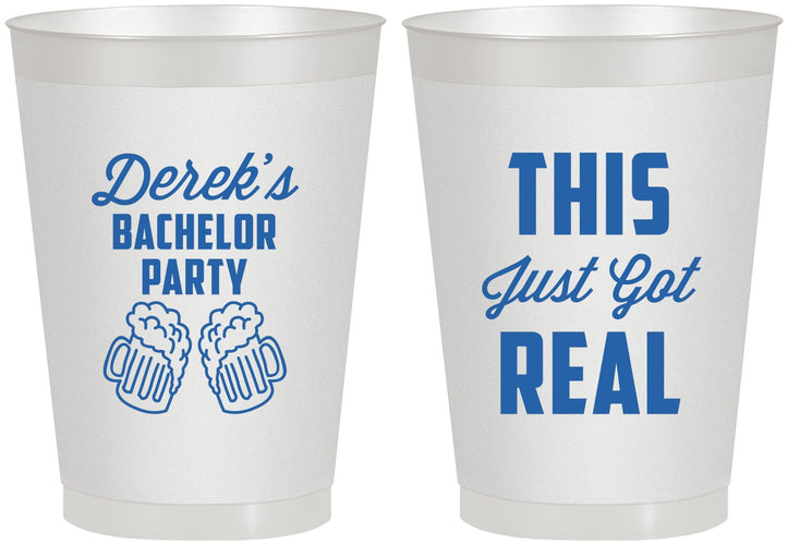 Personalized Bachelor Party 8 oz Frosted Cups - Just Got Real | 40024
