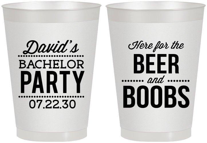 Personalized Bachelor Party 8 oz Frosted Cups - Beer And Boobs | 40027