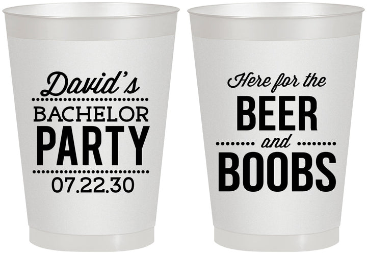 Personalized Bachelor Party 8 oz Frosted Cups - Beer And Boobs | 40027