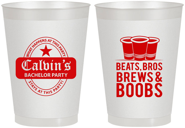 Personalized Bachelor Party 8 oz Frosted Cups - Brews And Boobs | 40031