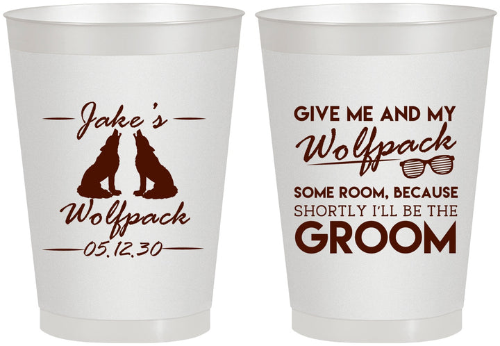 Personalized Bachelor Party 8 oz Frosted Cups - Wolfpack | 40036