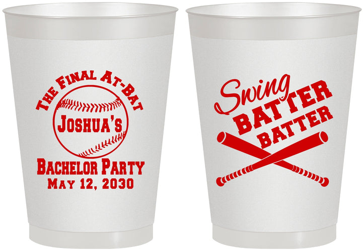 Personalized Bachelor Party 8 oz Frosted Cups - Baseball | 40038