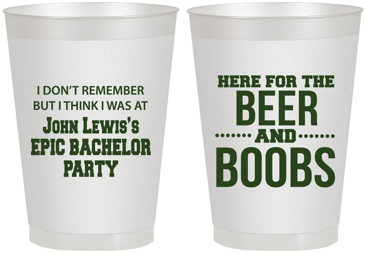 Personalized Bachelor Party 8 oz Frosted Cups - Beer And Boobs | 40039