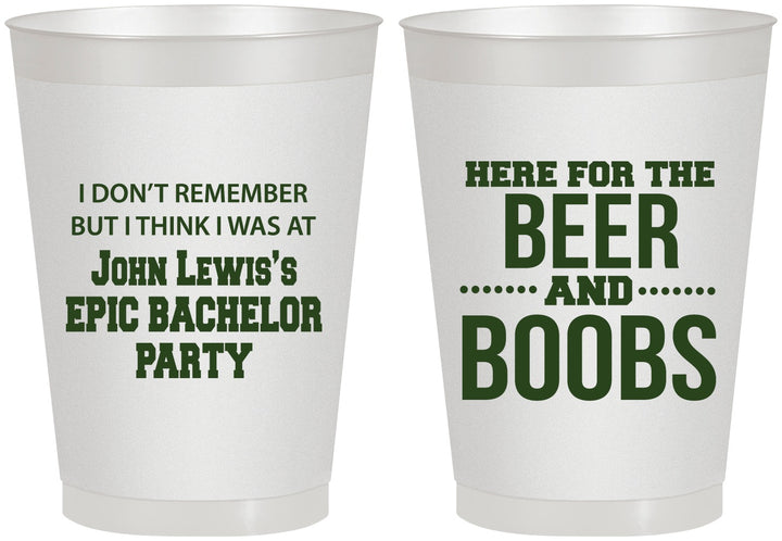 Personalized Bachelor Party 8 oz Frosted Cups - Beer And Boobs | 40039