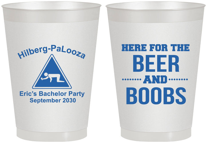 Personalized Bachelor Party 8 oz Frosted Cups - Beer And Boobs | 40040