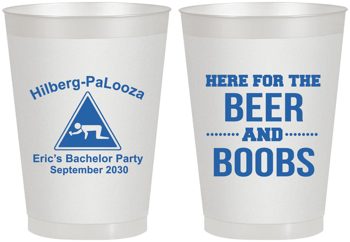 Personalized Bachelor Party 8 oz Frosted Cups - Beer And Boobs | 40040