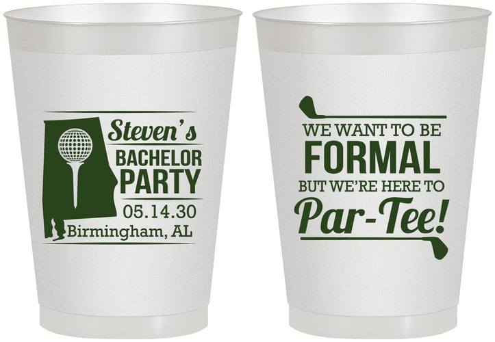 Personalized Bachelor Party 8 oz Frosted Cups - Golf Par Tee | 40043