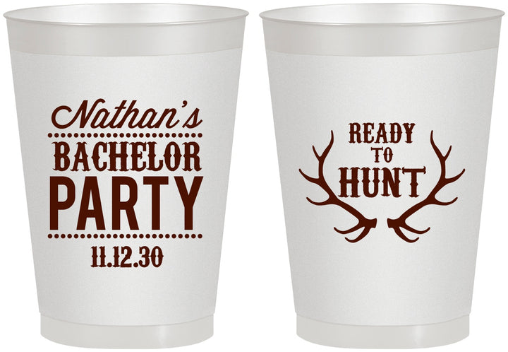 Personalized Bachelor Party 8 oz Frosted Cups - Ready To Hunt | 40044