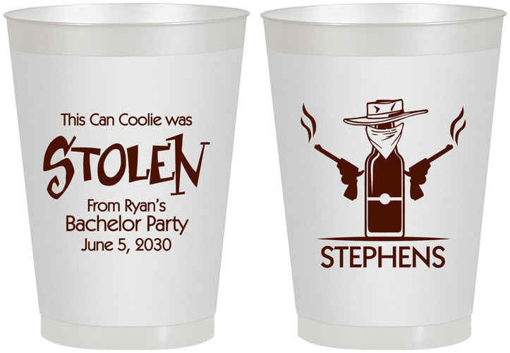 Personalized Bachelor Party 8 oz Frosted Cups - Stolen | 40049