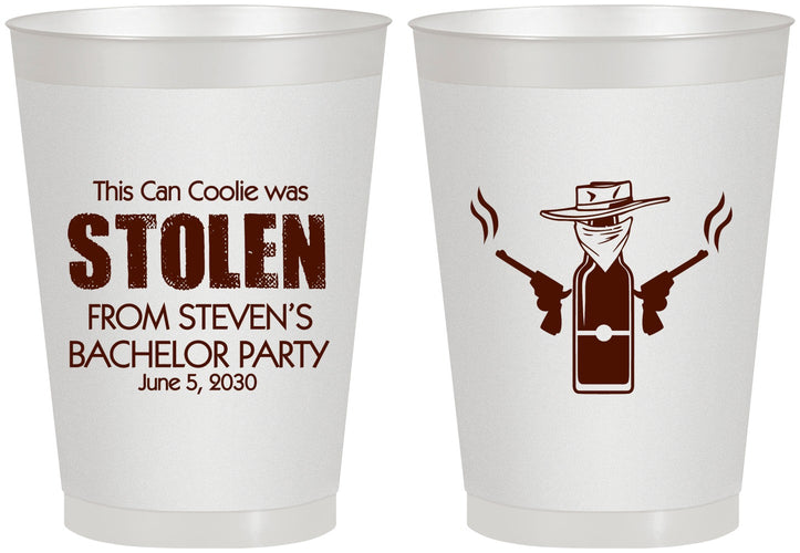 Personalized Bachelor Party 8 oz Frosted Cups - Stolen | 40053