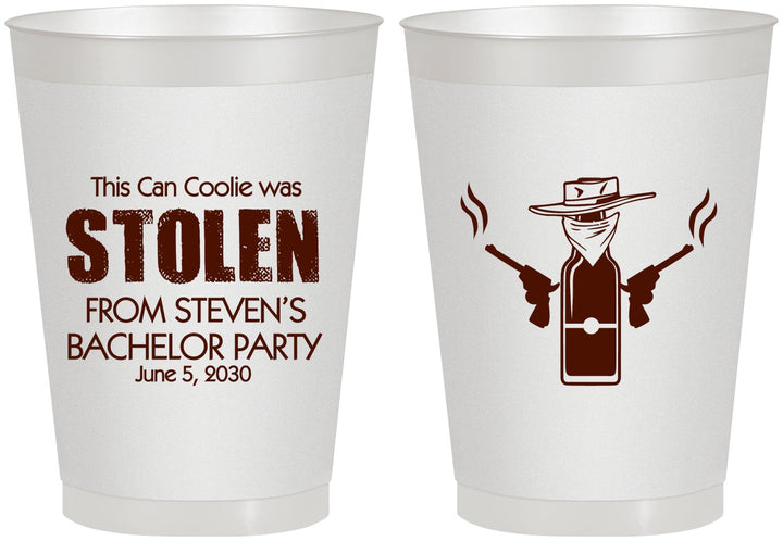 Personalized Bachelor Party 8 oz Frosted Cups - Stolen | 40053