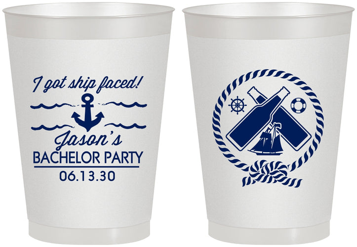 Personalized Bachelor Party 8 oz Frosted Cups - Anchor | 40054