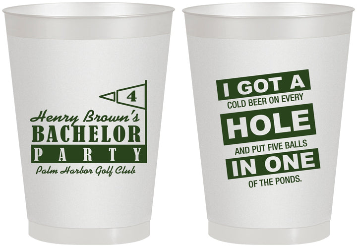 Personalized Bachelor Party 8 oz Frosted Cups - Golf | 40055