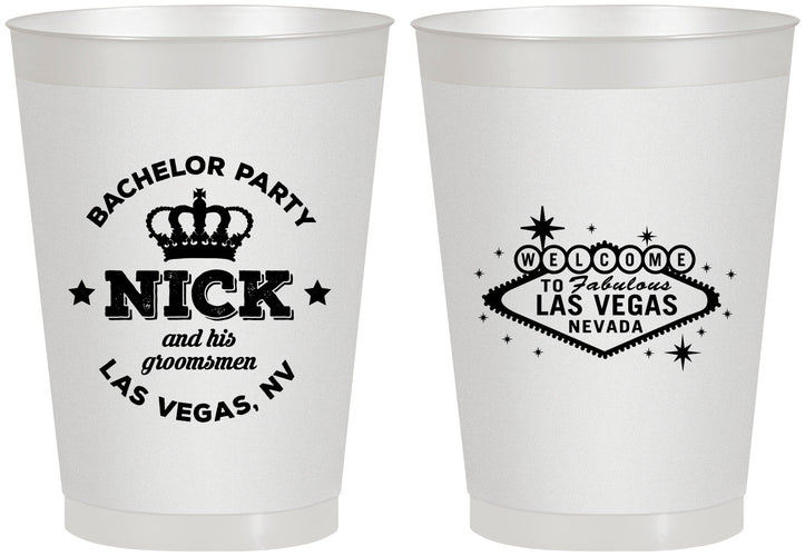 Personalized Bachelor Party 8 oz Frosted Cups - Last Vegas | 40059