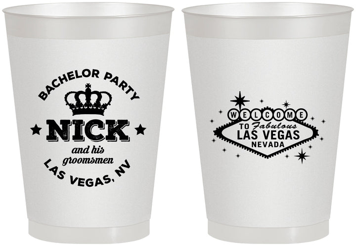 Personalized Bachelor Party 8 oz Frosted Cups - Last Vegas | 40059